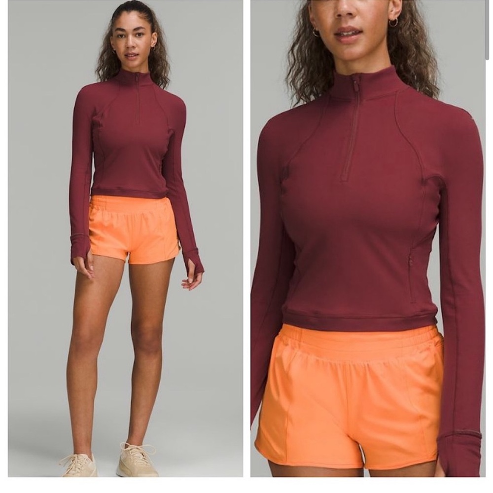 Lululemon It’s Rulu Run Cropped Half-Zip Mulled Wine Red Size 2